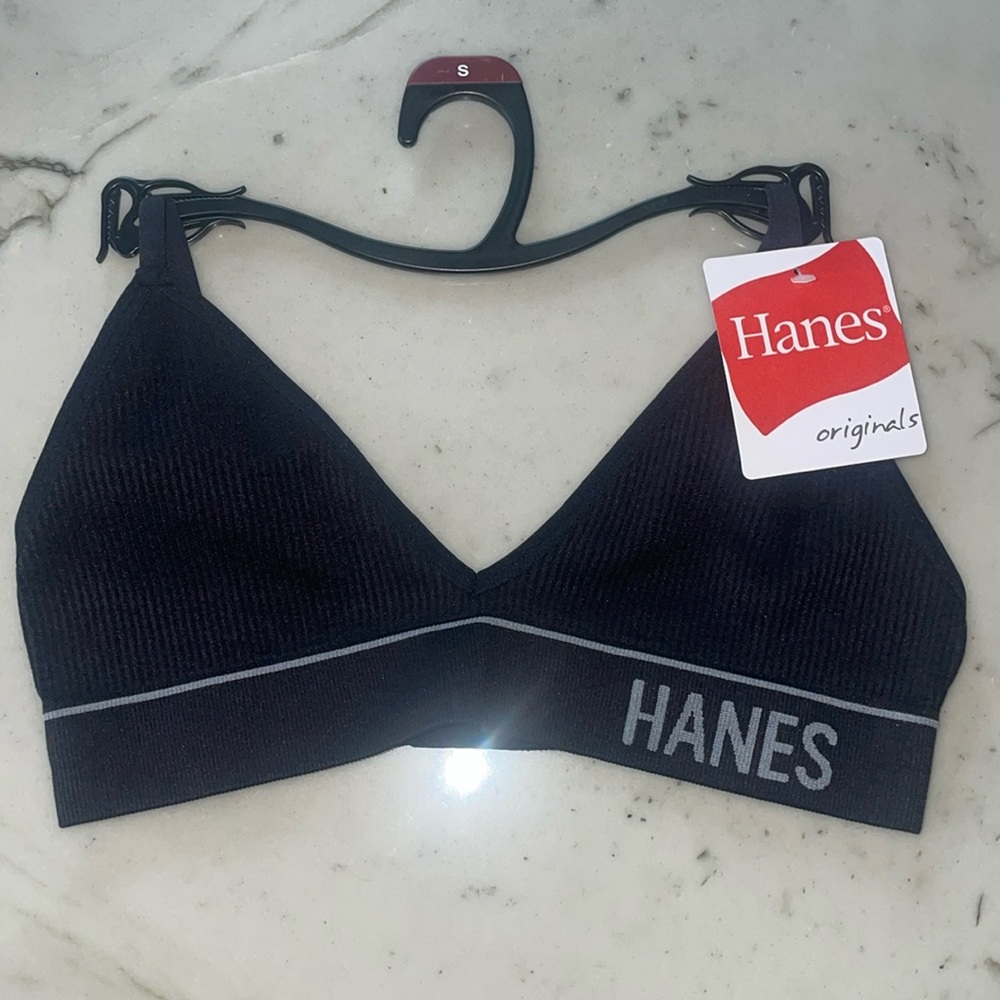 1 NEW Hanes Originals Women’s Seamless Rib Triangle Bralette, ComfortFlex bra